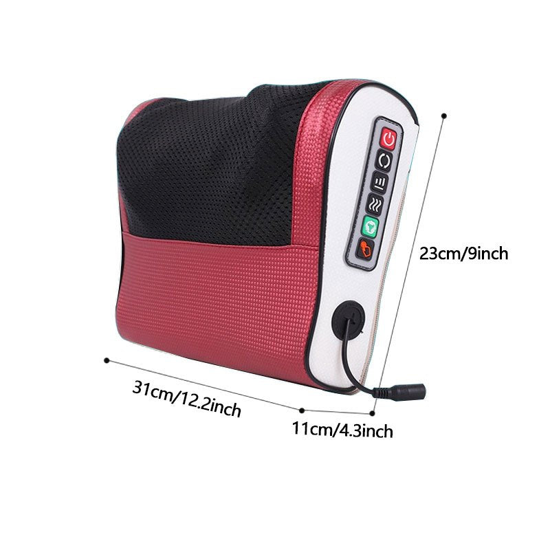 Neck and Back Massage Pillow with Electric Kneading, Rose Red or Black Upgrade Options for Adult Personal Relaxation and Thoughtful Gift Giving