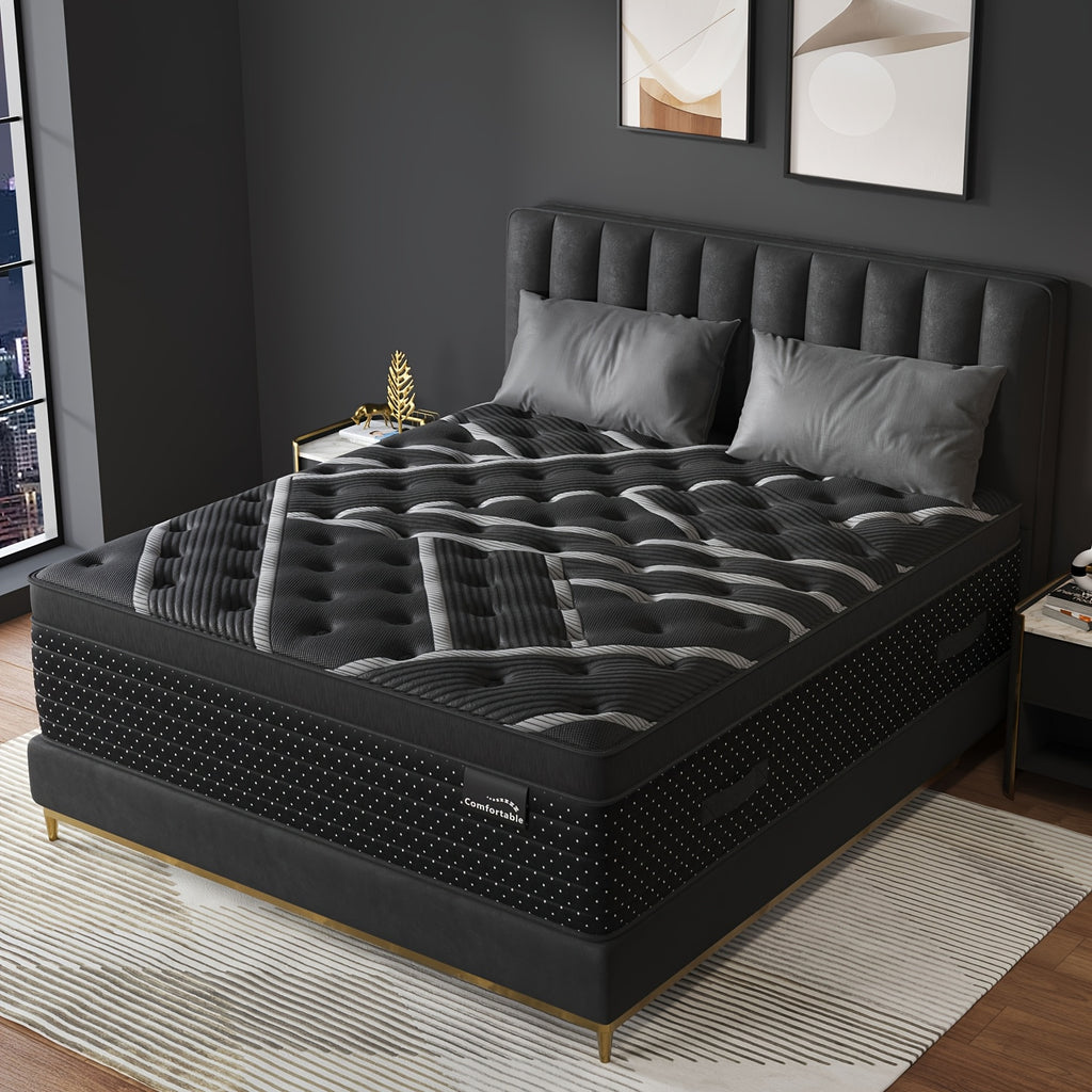 Euro Top Hybrid Mattress with Gel Memory Foam and Individual Pocket Springs, Medium Firm Bed in a Box with 12 and 14-Inch Models, Twin to King Sizes