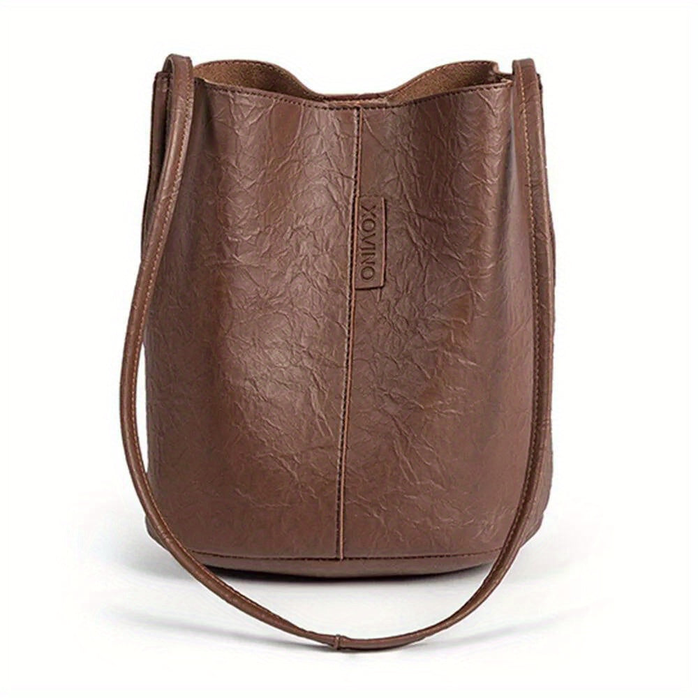 Women's Bucket Shoulder Bag in Brown or Black, Everyday Handbag for Shopping Trips, Casual Dates, Weekend Outings and Vacation Outfit Styling