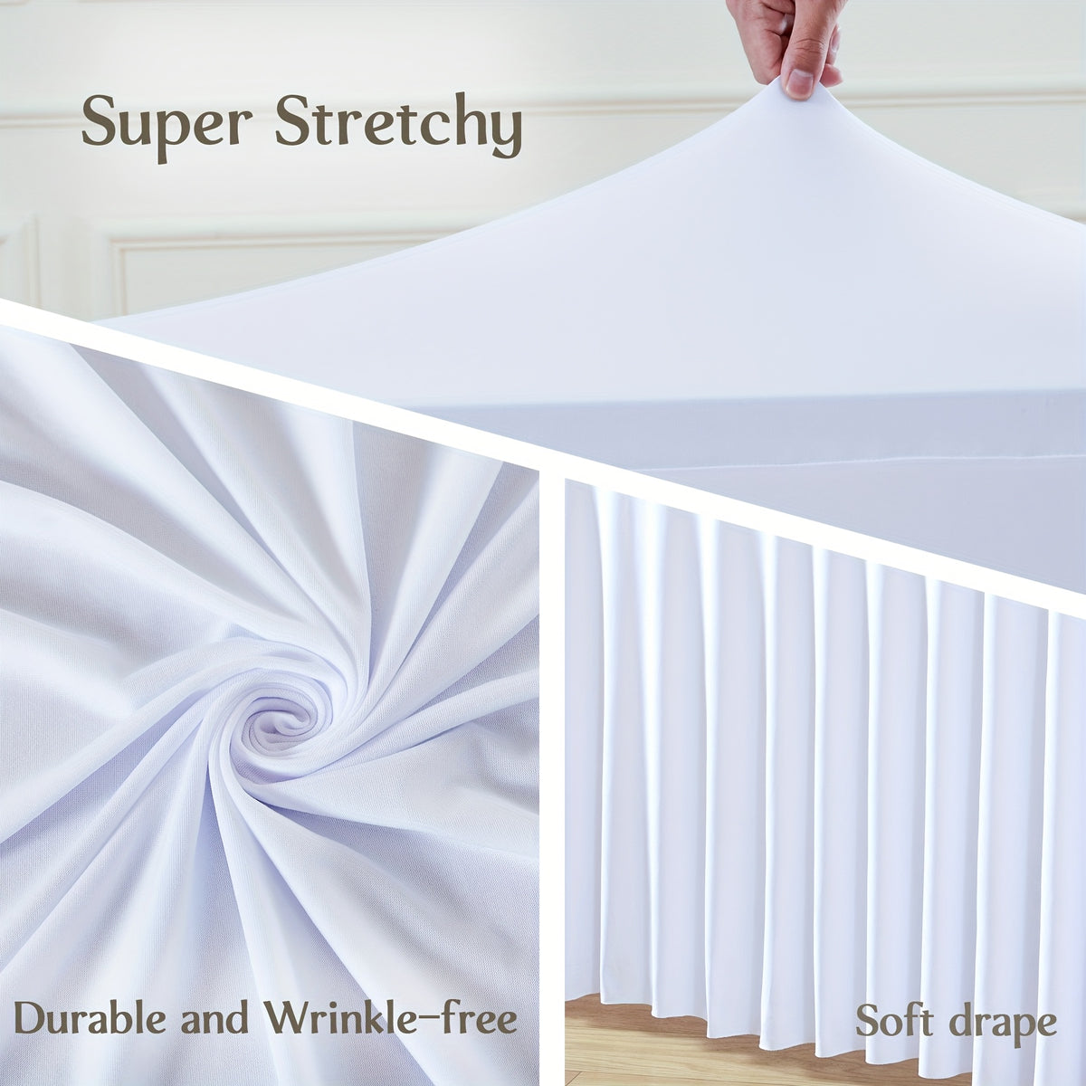 Fitted Spandex Tablecloths Two-Pack for 6-Foot Rectangular Tables, Polyester Blend Covers in Nine Color Options for Wedding Desserts, Banquets and Parties
