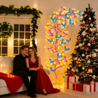 USB-Powered Decorative Fairy Lights by AMill with Cherry Blossom Garland Reference, Dimmable Indoor Lighting and Firework, 96LED, Pink or Butterfly Options