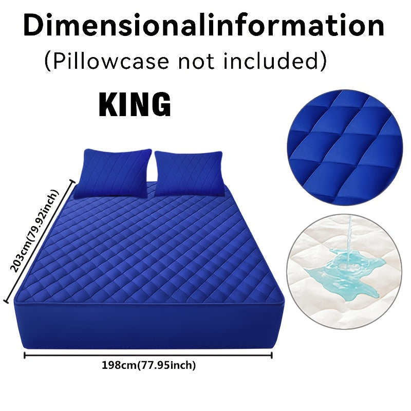 Fitted Mattress Protector with Listed 9–15 Inch Pocket Range, Single Solid-Color Bed Cover in Twin, Full, Queen and King Sizes with Nine Color Labels