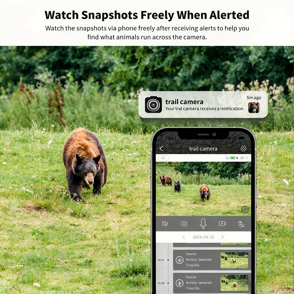 Cellular Trail Camera with Listed 4K Live View, 4W Solar Panel, 0.2-Second Trigger and 120° Lens, Ucon App Wildlife Monitoring with Two-Pack Option