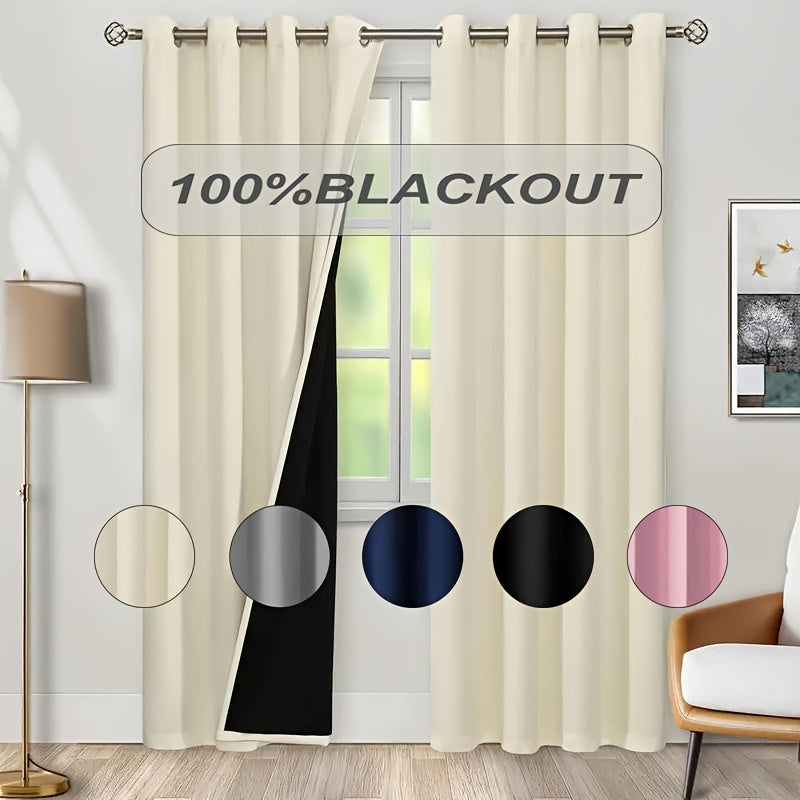 Blackout Curtains with Grommet Top in a Two-Panel Set, Five Color Choices and Seven Size Options for Bedroom, Living Room and Dining Room Window Styling