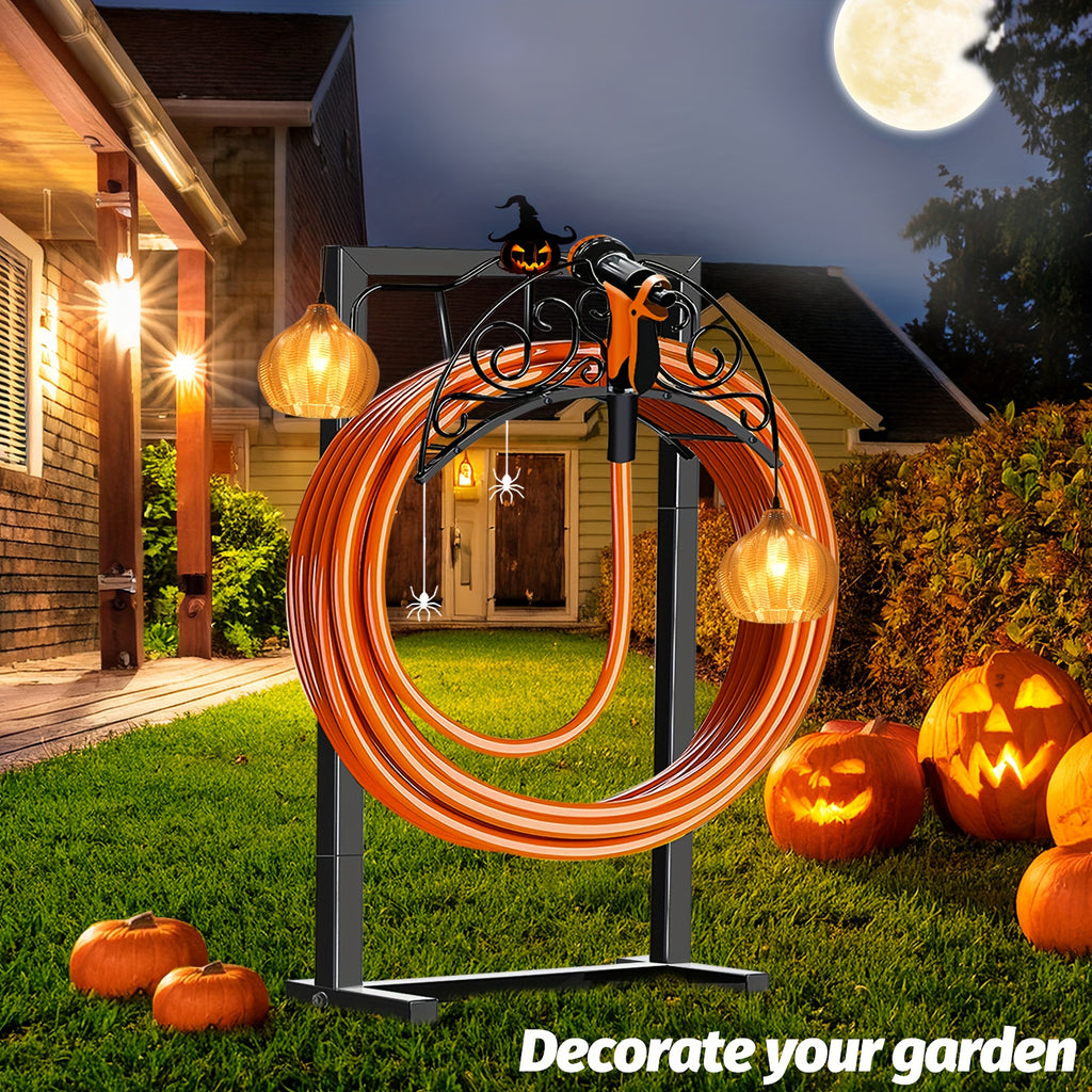 Freestanding Garden Hose Holder by LOVFEN, Detachable Metal Hose Stand with Listed Four-Anchor Base for Outdoor Lawn, Yard and Watering Supply Organization