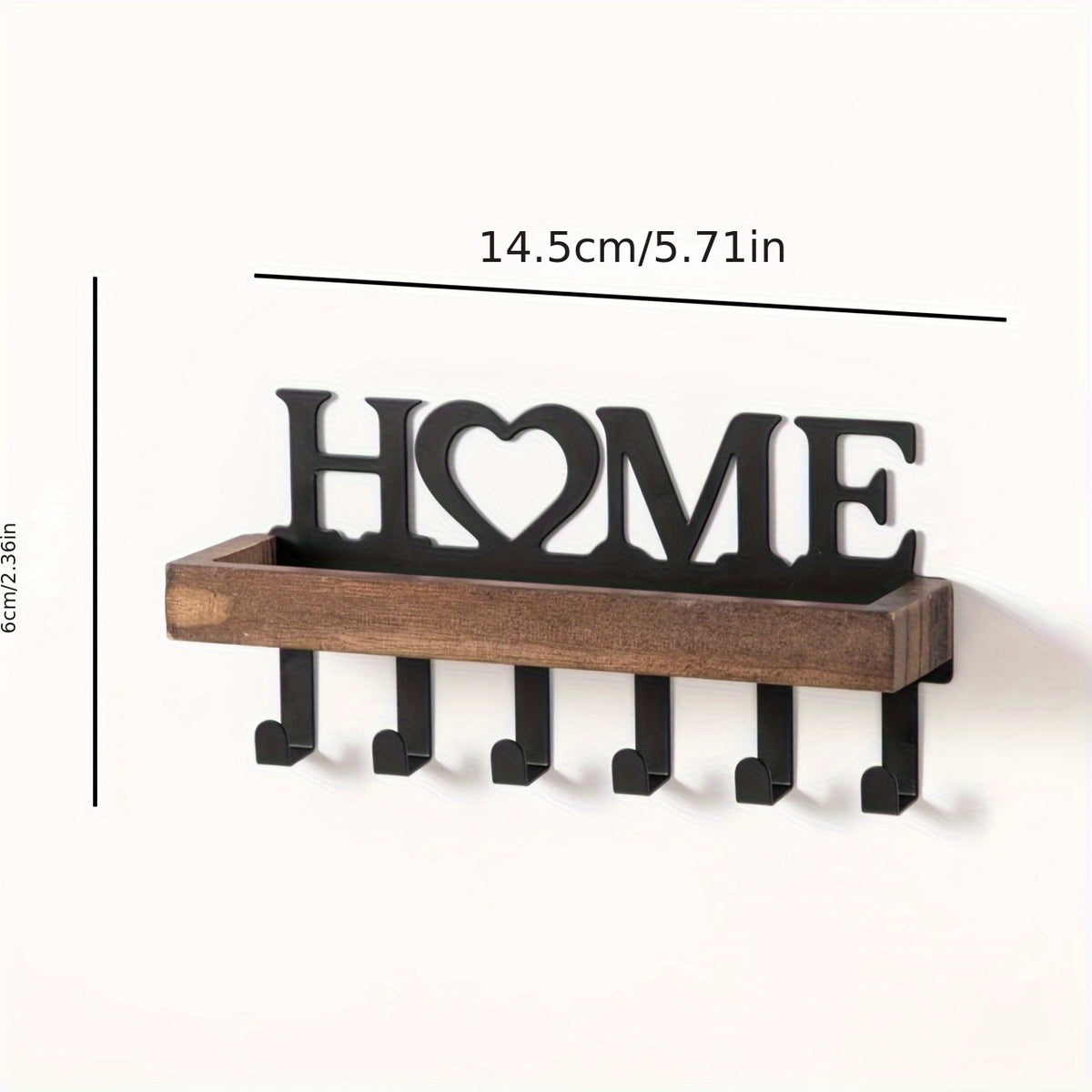 Key Storage Box with Multiple Hooks, Wooden Wall-Mounted Organizer in Wood Color for Entryway Keys, Hallway Organization and Everyday Doorway Routines