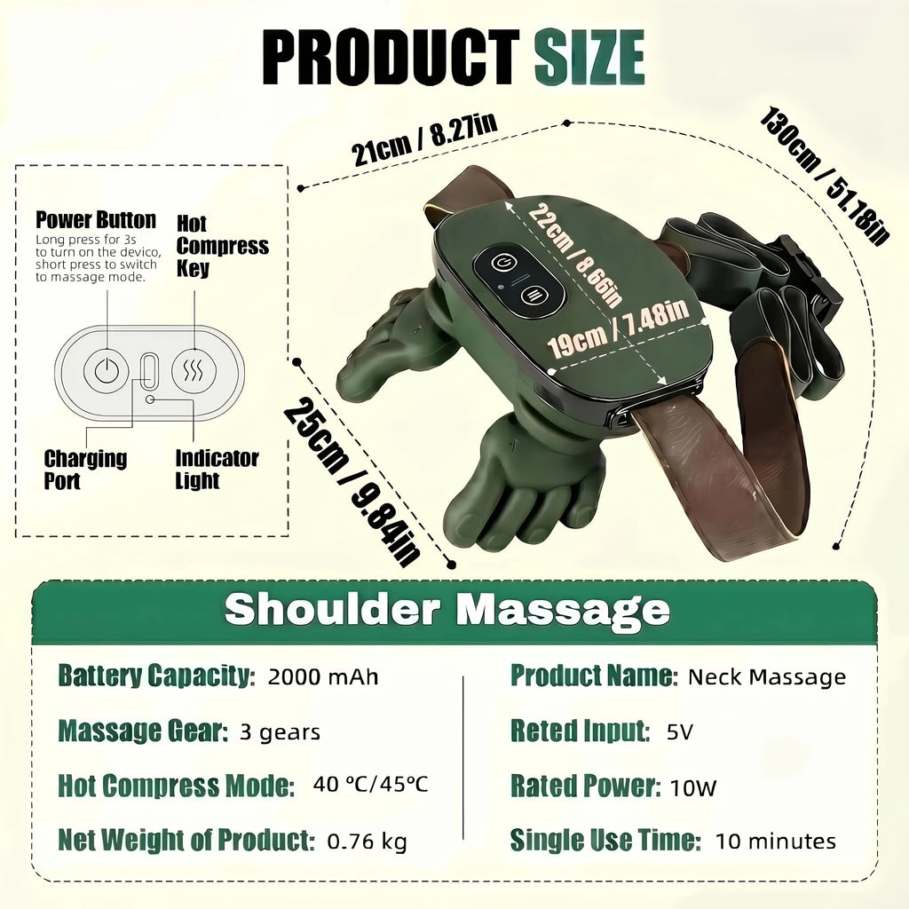 Rechargeable Electric Massager with Listed Heat, Air Compression and Dual Roller Kneading, Three Modes and Adjustable Intensity in Massager+board Option