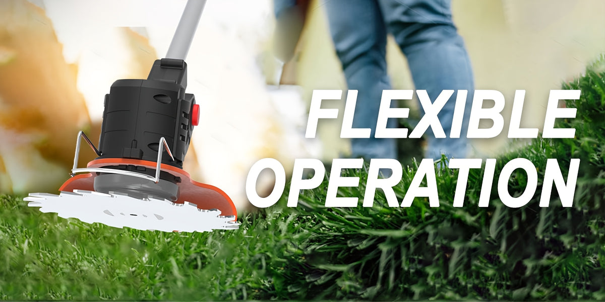 Foldable Cordless Weed Trimmer with Listed 21V Power and Two Lithium Batteries, Handheld Electric Grass Cutter in Four Color Options for Home Garden Maintenance