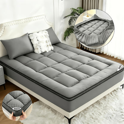 Filled Mattress Topper with Mesh Structure and Listed 1200 GSM, Twin, Full, Queen or King Bedding Layer with Standard, Upgraded and Random Color Options