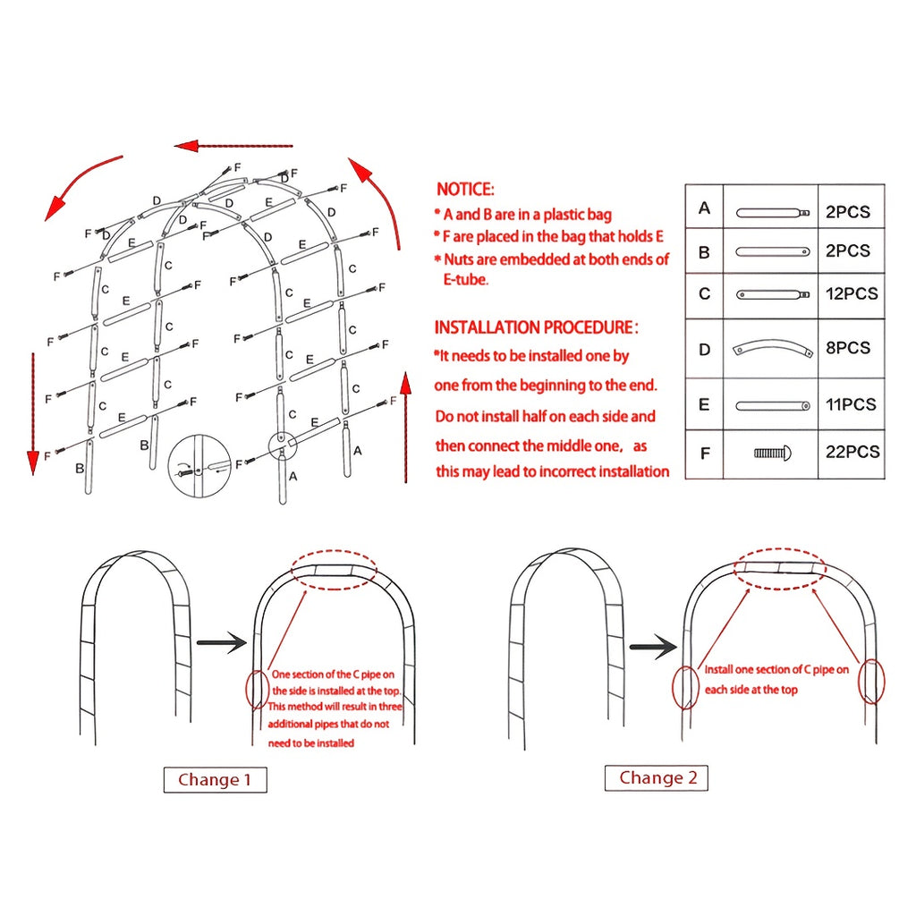 Metal Garden Arch for Climbing Plants and Wedding Decor, Black or White Selections with Base-Labeled Options for Patio and Backyard Trellis Displays