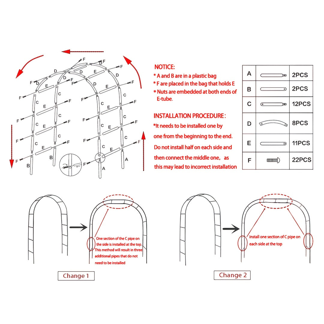 Metal Garden Arch for Climbing Plants and Wedding Decor, Black or White Selections with Base-Labeled Options for Patio and Backyard Trellis Displays