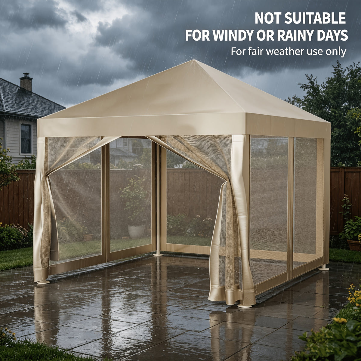 Screened Canopy Tent 10 x 10 ft with Listed Mosquito Netting and Easy-Up Design, Portable Outdoor Screen House for Patio Gatherings, Camping and Backyard Picnics