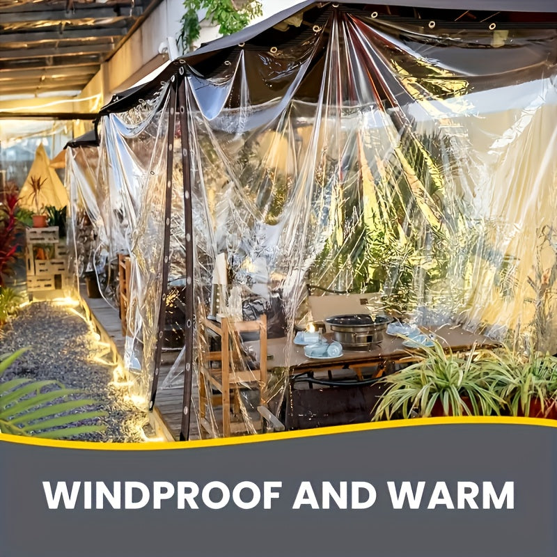 Clear Outdoor Tarp with Listed 15mil Thickness and 78.74 × 157.48-Inch Size, Transparent Cover for Suitable Garden, Patio, Porch and Camping Applications