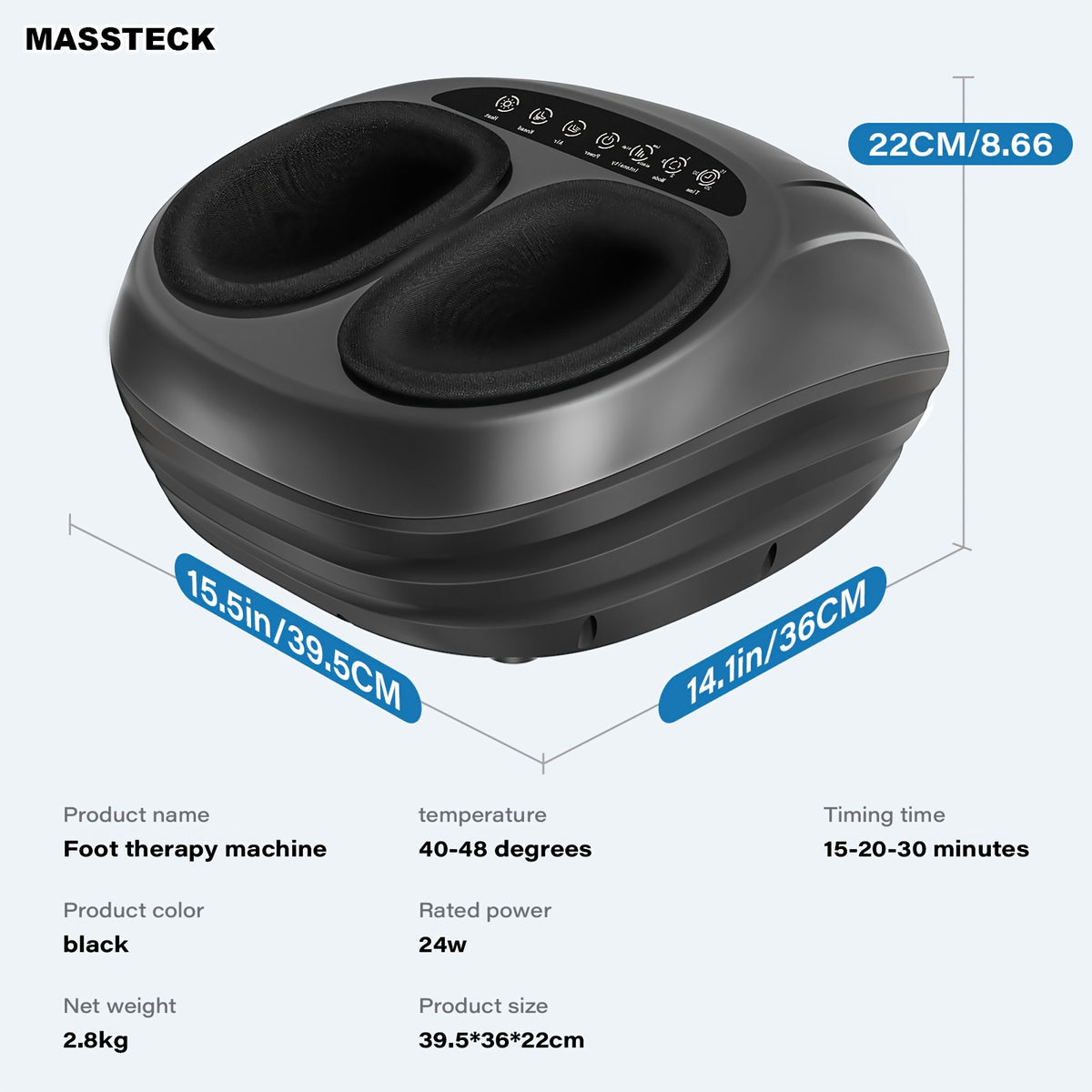 Shiatsu Foot Massager JH-ZL1 with Listed Heat and Kneading Functions, Electric Foot Massage Machine with Men's Size 12 Fit Claim for Adult Home and Office Relaxation