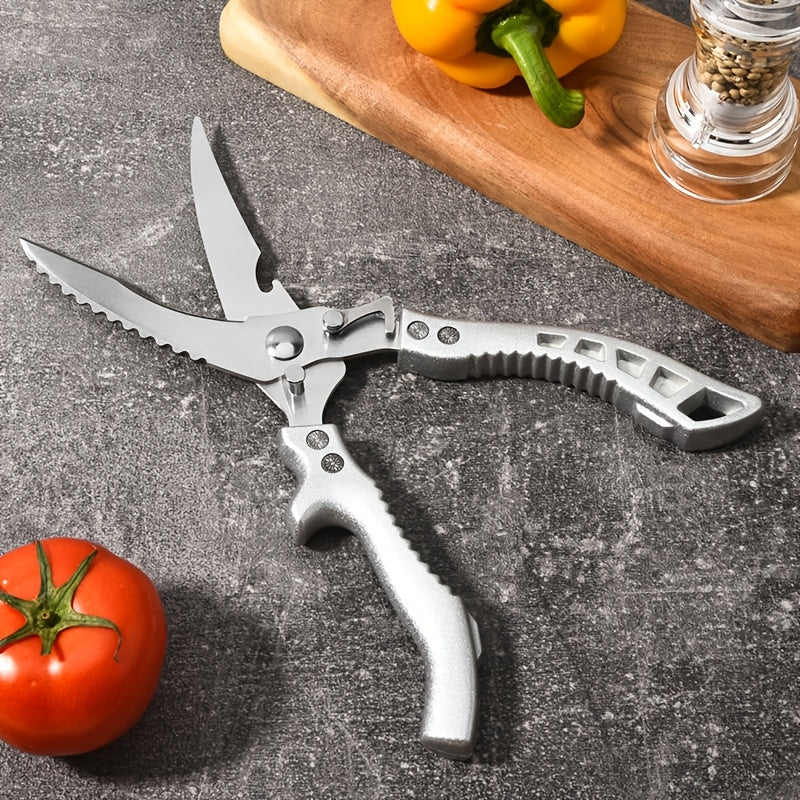 Carbon Steel Kitchen Scissors with Ergonomic Ambidextrous Grip, Single-Pair Multipurpose Cooking Shears for Poultry, Fish and Meat Preparation