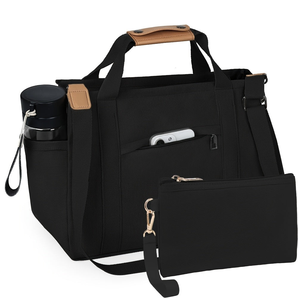 Women's Tote Bag with Three Inner Compartments and Front Zipper Pocket, Small or Large Shoulder and Crossbody Handbag Options for Work, Travel and Daily Carry