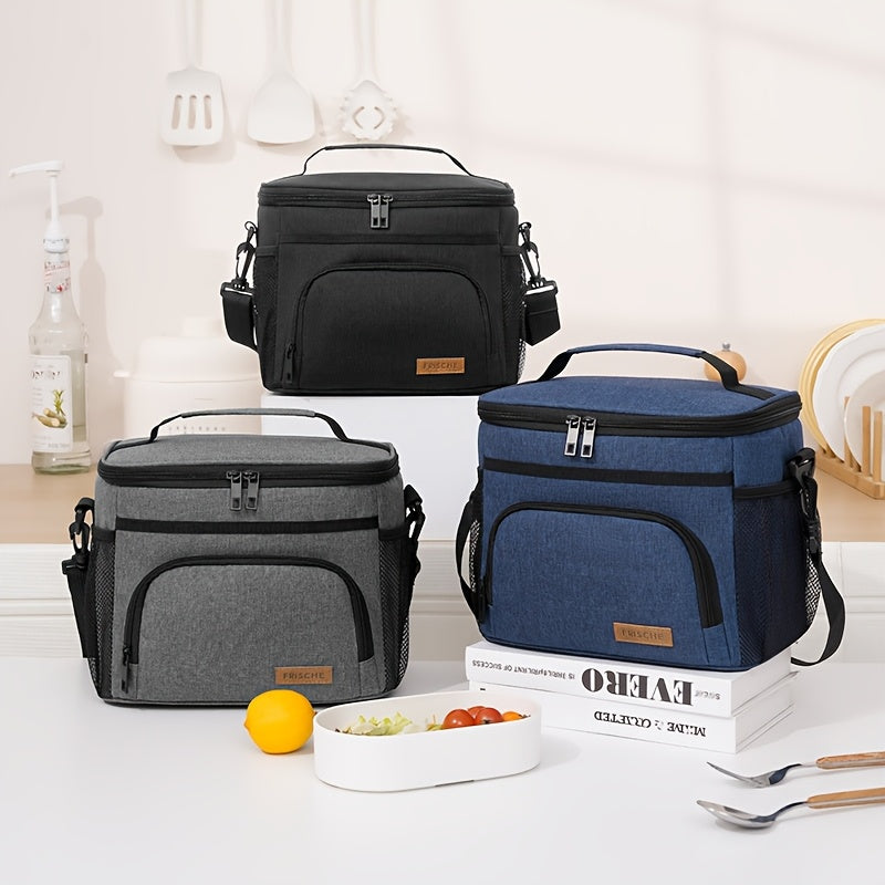 Insulated Lunch Bag with Adjustable Shoulder Strap and Carry Handle for Everyday Meal Transport, Reusable Work Lunch and Picnic Carrier in Three Color Options
