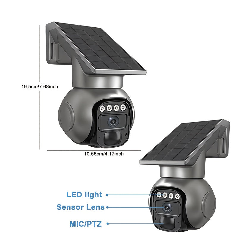 1-2pcs - 4G LTE Solar Security Camera, Wireless Outdoor, No WiFi Needed, Solar Powered Camera, 360° Live View, 5MP HD Night Vision, Two-Way Audio, Waterproof, Ideal For Hunting And Farm Trail Cameras, Off-Grid Farm And Wildlife Monitoring.