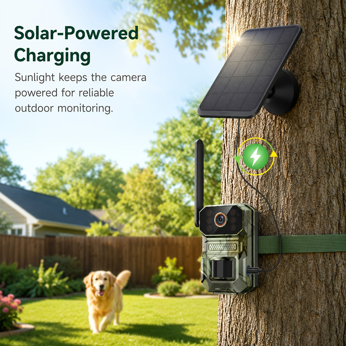 Camouflage Cellular Trail Camera with Listed 3K Imaging, Solar Panel Support, 40ft Motion Detection, Infrared Night Vision and Wide-Angle Lens for Wildlife Observation