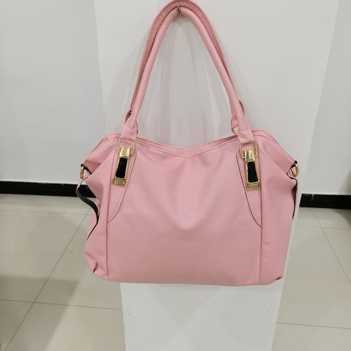 Three-Way Carry Tote Bag with Multiple Compartments and Zippered Pocket, Handheld, Shoulder or Crossbody Handbag in Black, Blue, Wine Red or Pink for Daily Outings
