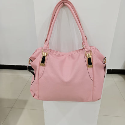 Three-Way Carry Tote Bag with Multiple Compartments and Zippered Pocket, Handheld, Shoulder or Crossbody Handbag in Black, Blue, Wine Red or Pink for Daily Outings