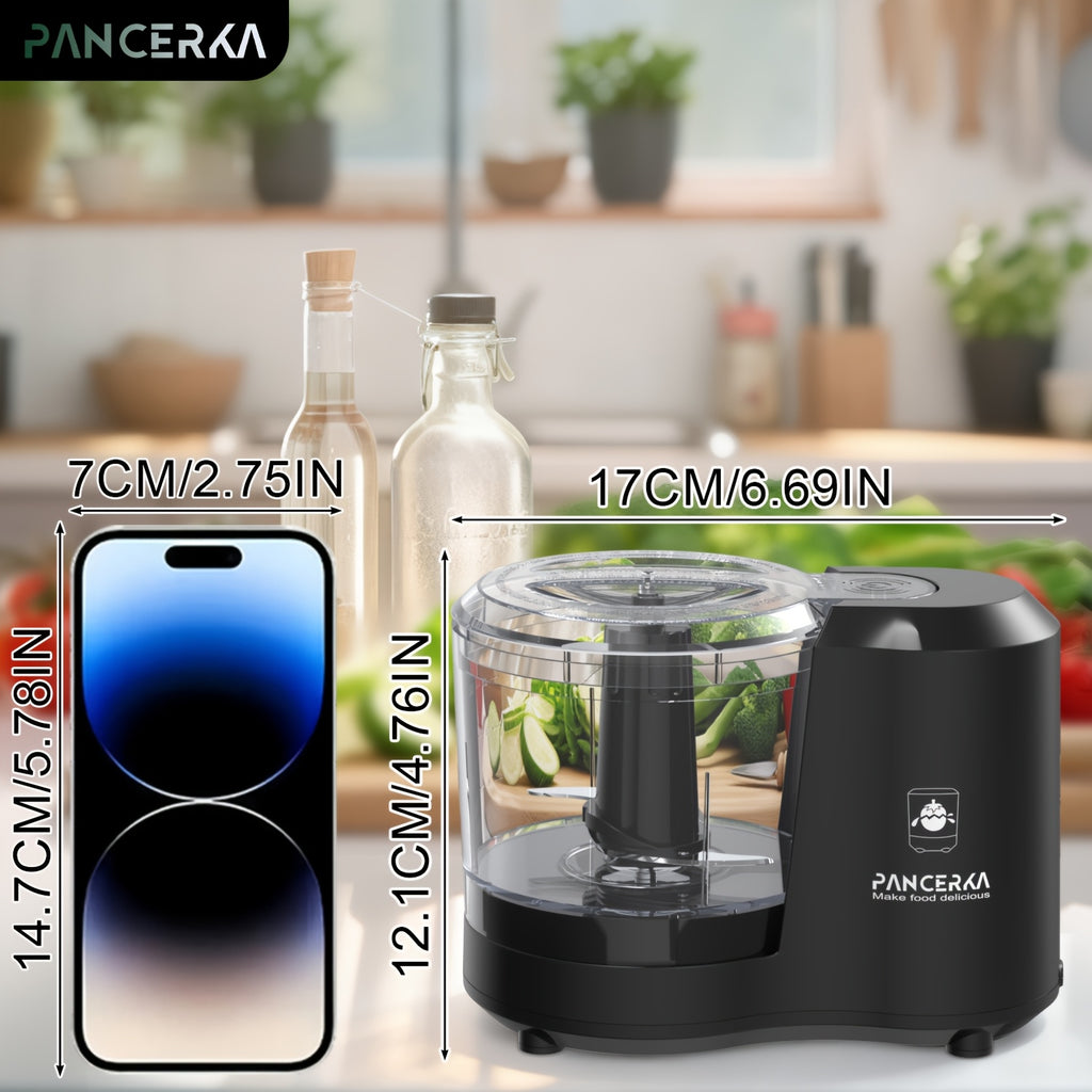 Electric Vegetable Chopper PANCERKA in Black with Listed Dicing, Mincing and Puree Functions, Kitchen Food Processor for Instruction-Approved Meal Preparation