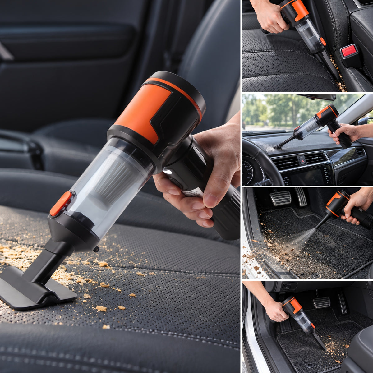 Car Vacuum and Air Duster with Cordless Handheld Design, Listed High and Low Modes, LED Light and Multi-Nozzle Attachments in Upgraded 23000PA Option for Interior Cleanup