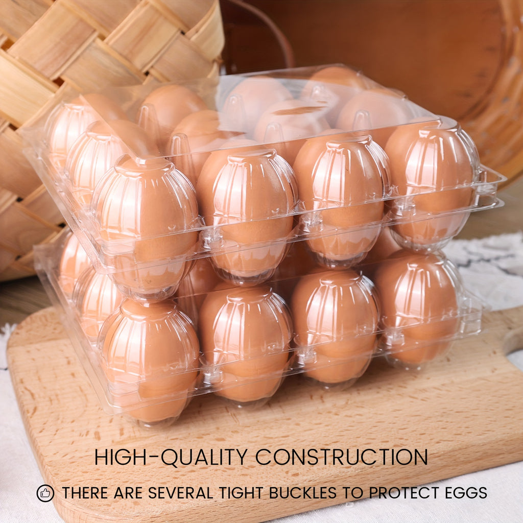 Clear Plastic Egg Cartons 60-Pack by Shindel, Reusable Blank 12-Egg Containers for Fresh Egg Collection, Home Storage and Farm Market Display