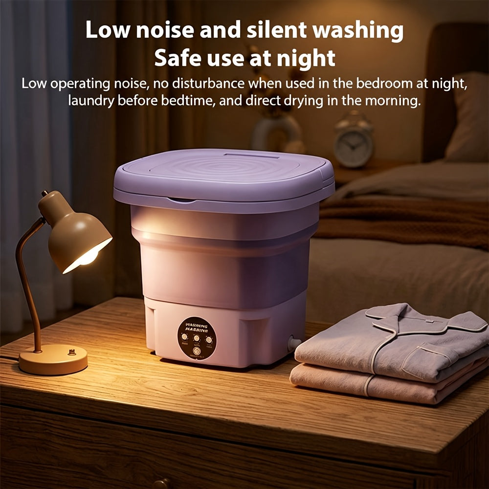 Portable Mini Washing Machine with 2.38gal Listed Volume, Foldable Small-Load Washer for Socks, Underwear and Small Garments, Home Laundry and Travel Storage
