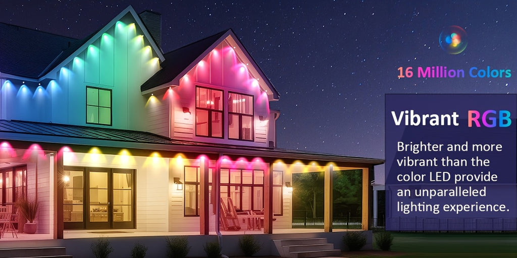 Permanent Outdoor RGB Eave Lights with App and Remote Control, Music Sync and Timer, Listed 100FT or 500FT Options for Christmas, New Year and Party Decor