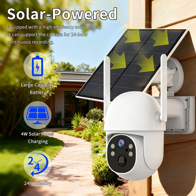 Solar WiFi Pan-Tilt Security Camera, 3MP Monitoring with Color Night Vision, Two-Way Audio, AI Detection and Sound Light Alerts, One Two or Four Camera Options