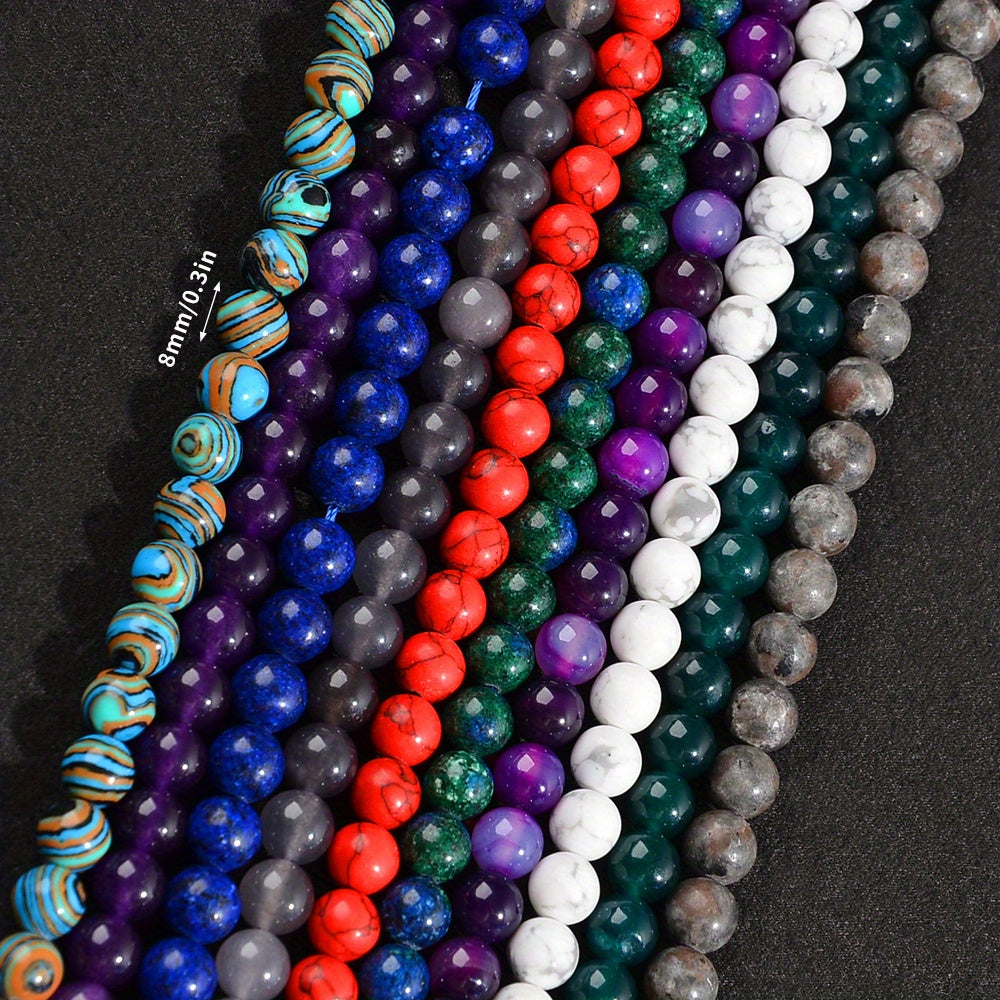 Stone Beads for Jewelry Making with Listed 8mm Size, Mixed Color 540 or 1080-Piece Assortments for DIY Bracelets, Necklaces, Earrings and Craft Projects