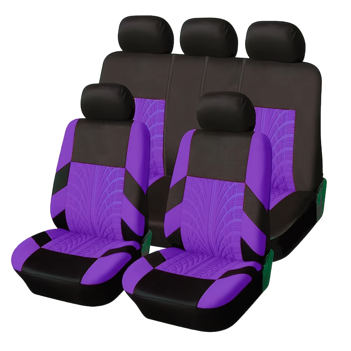 Tire-Track Car Seat Covers for Five Seats, Full-Enclosure Breathable Fabric Style with Two Front and Three Rear Seat Coverage in Multiple Color Options