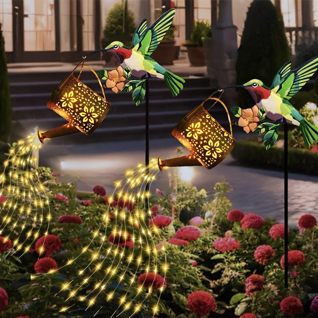 Hummingbird Solar Hanging Lantern, IP65-Rated Garden Light with Automatic On and Off, Warm White or Colorful Light for Patio, Courtyard and Yard Decor