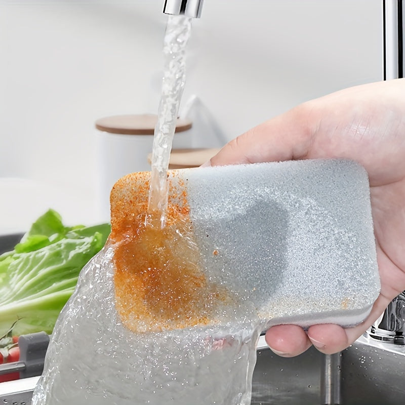Gray and White Kitchen Sponges, Ten-Piece Double-Sided Dishwashing Pack with Different Scrubbing and Wiping Textures for Compatible Cookware and Kitchen Surfaces