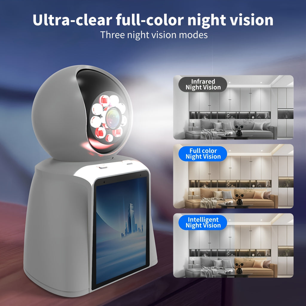 Screen-Equipped Video Call Camera with Listed 3MP Imaging, WiFi Two-Way Video and Audio, One-Click Call Button, PTZ Design and Motion Alerts for Indoor Home Monitoring