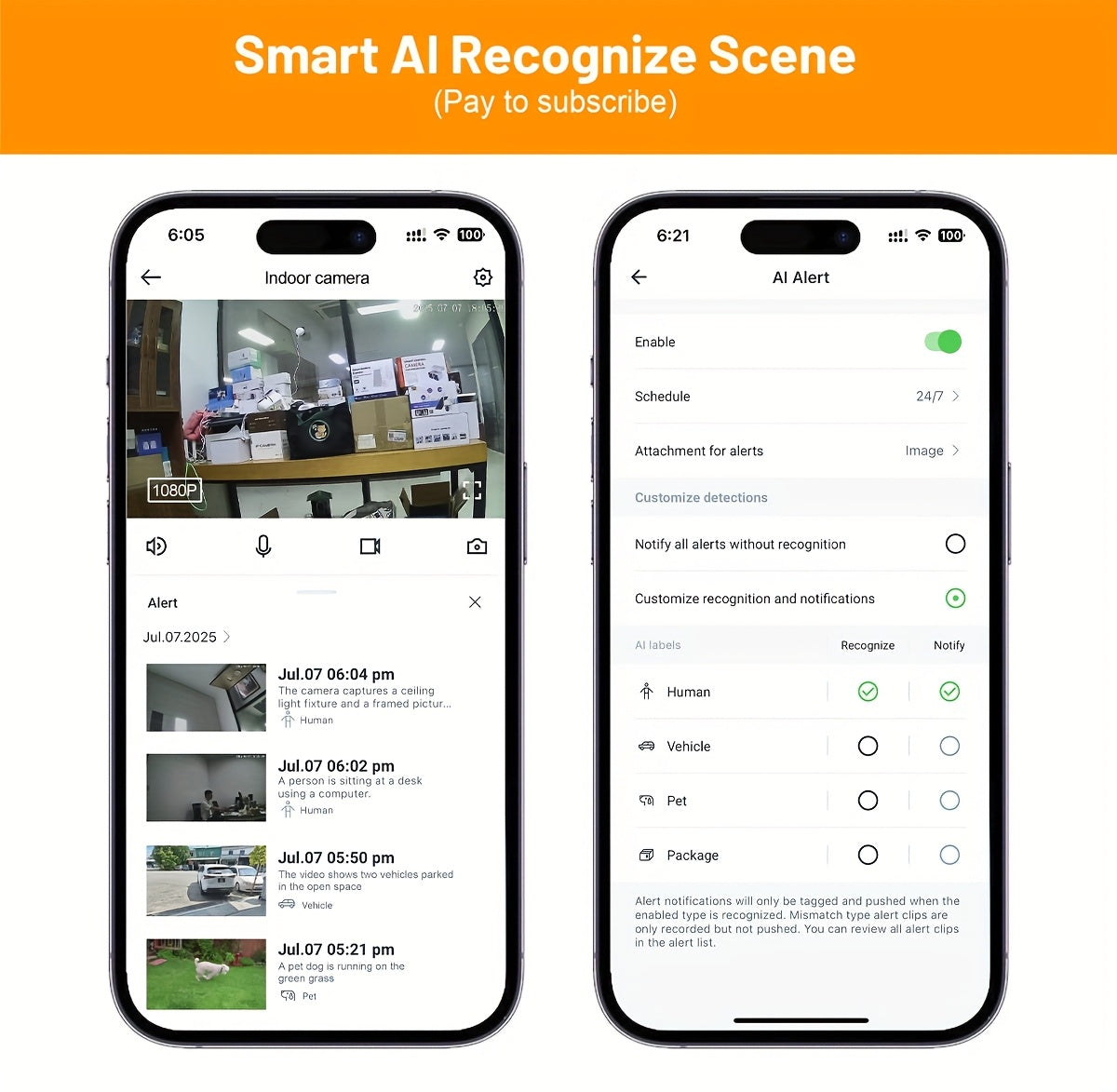 App-Controlled Indoor Security Cameras with 2.4GHz WiFi, Full-Color Night Vision and Two-Way Audio, Four-Pack or Two-Pack 3MP Human-Detection Options
