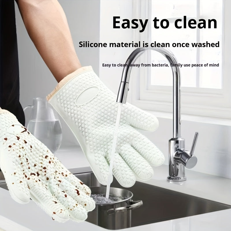 Silicone Oven Gloves Pair, Two-Piece Kitchen Hand Protection with Listed Heat Resistance, Non-Slip Design and Hanging Storage for Cooking, Baking and BBQ Tasks