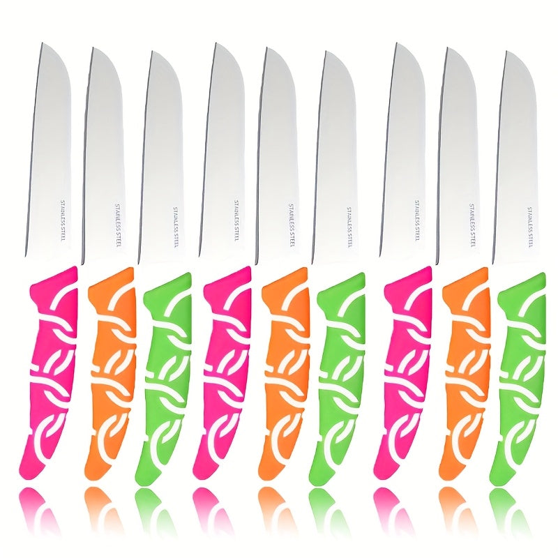 Fruit Paring Knife Set with Polished Stainless Steel Blades and Silicone Handles, Red Green and Yellow Peeling Knives with Listed 3-Piece Options