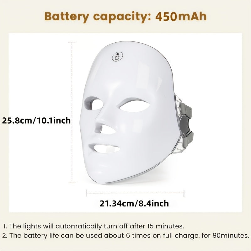 7-Color LED Facial Skincare Device for Home Beauty Routines, White and Luxury White-Gold Facial Mask Options, Personal Care Gift Idea