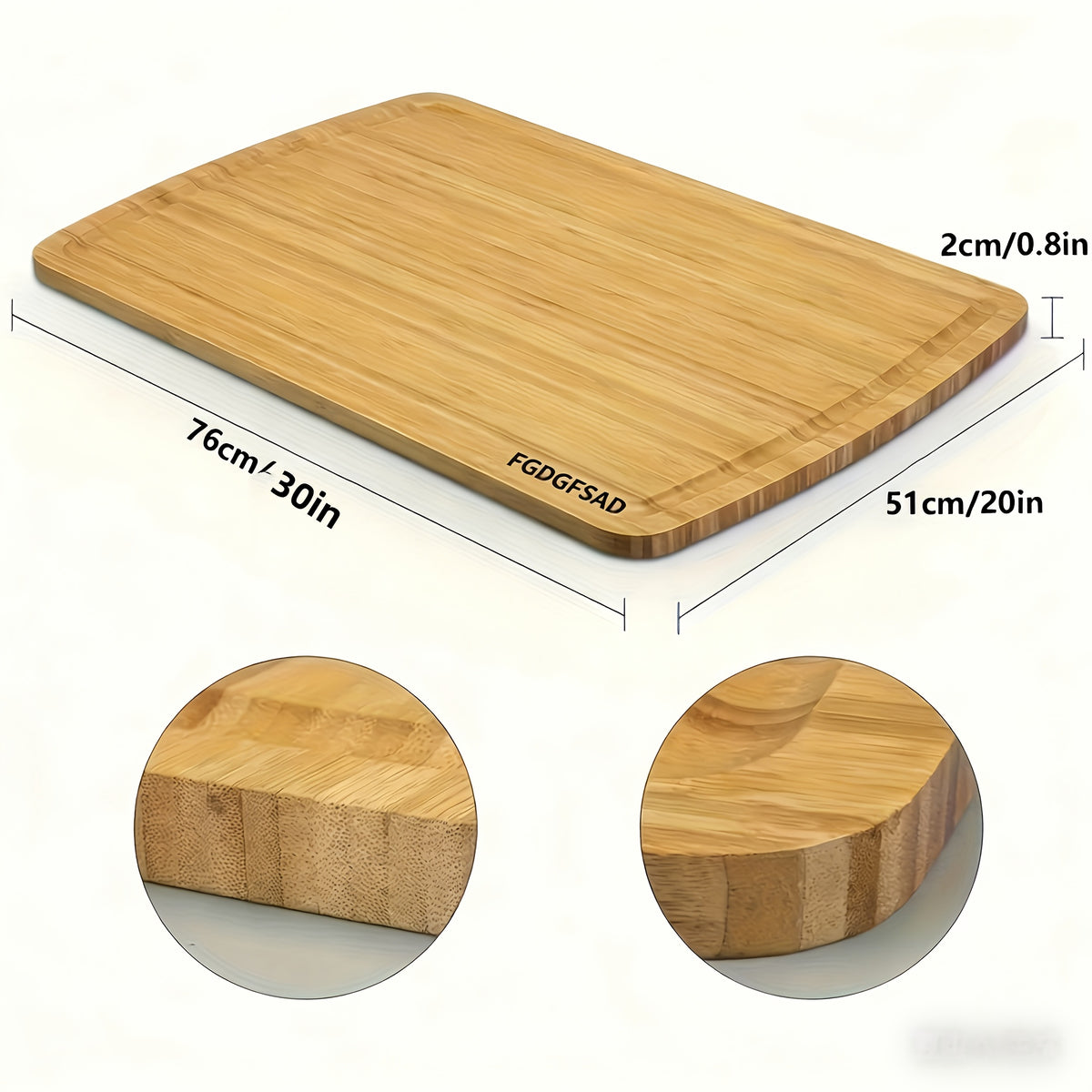 Large Wooden and Bamboo Cutting Board with Listed Juice Trough, Ordinary and Upgrade Size Options for Kitchen Food Preparation, Cheese Serving and Everyday Chopping