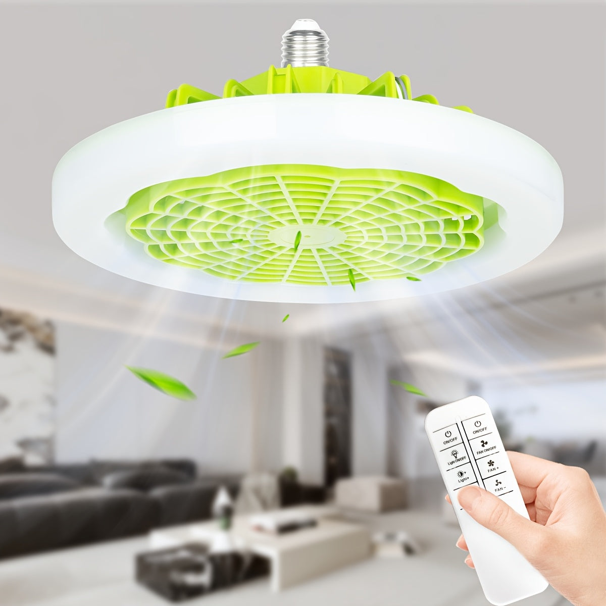 E26 Socket Ceiling Fan Light with Remote Brightness and Fan Speed Adjustment, LED Lighting and Air Circulation for Bedrooms and Living Rooms
