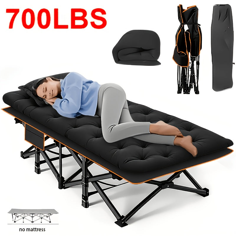 Portable Folding Camping Bed for Adult Guest Rest and Outdoor Trips, Black or Grey Model Labels with Listed 500, 600 or 700 lb Ratings and No Mattress Option