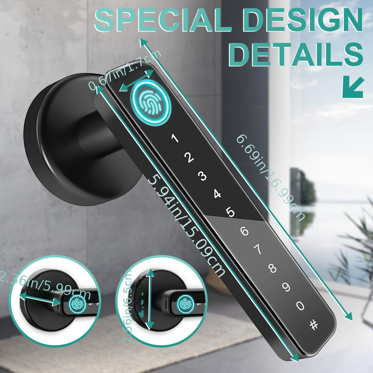 IC Card Fingerprint Door Lock in Black with Listed Password and Key Access, Aluminum Alloy Wording and 100-Fingerprint Capacity for Compatible Room Doors