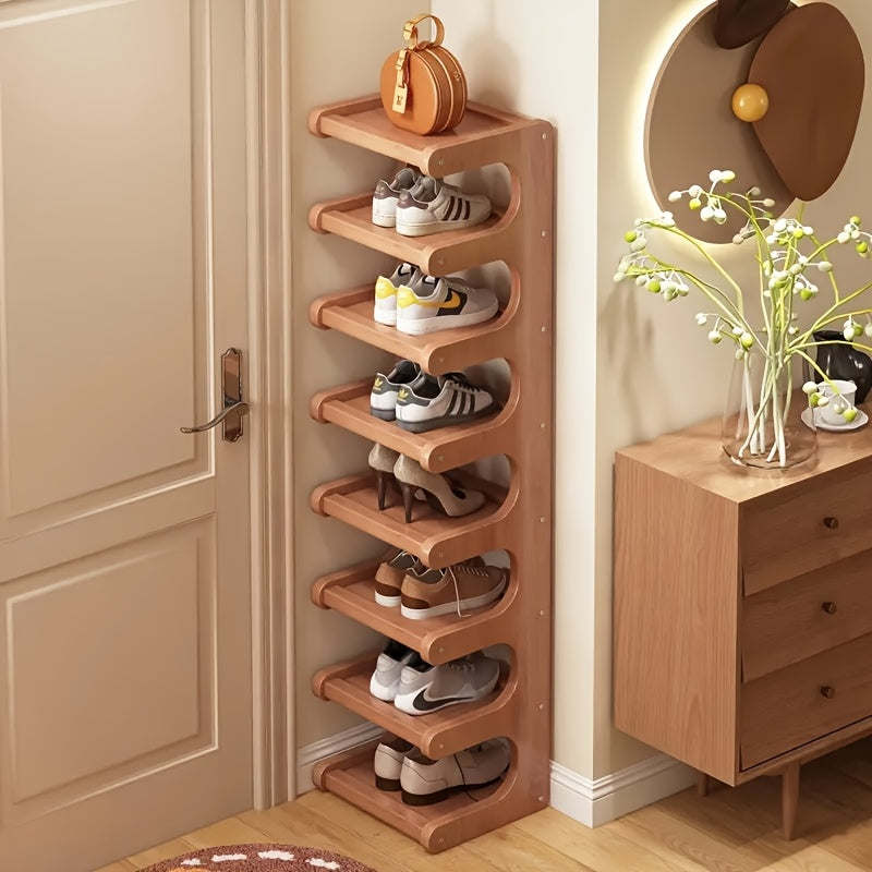 Bamboo Shoe Rack with 2, 4, 5, 6, 7 or 8 Layer Model Options, Multilayer Footwear Organizer for Narrow-Space Entryway, Bedroom and Household Storage