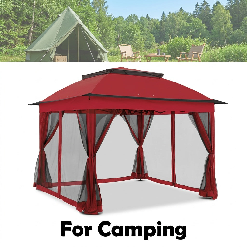 Pop Up Gazebo Tent with Listed Mosquito Netting and Lightweight Frame, Portable Netted Outdoor Canopy for Camping, Backyard Picnics and Poolside Gatherings