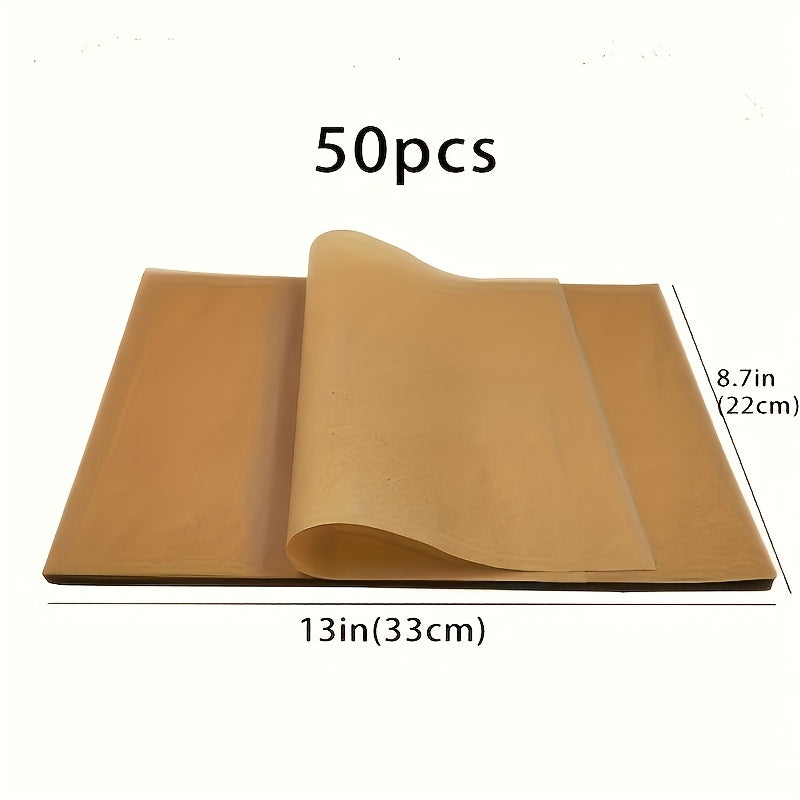 9 x 13 Inch Parchment Paper Sheets, 50-Pack Pre-Cut Unbleached Nonstick Baking Liners for Compatible Pans, Home Cookie Batches and Kitchen Preparation