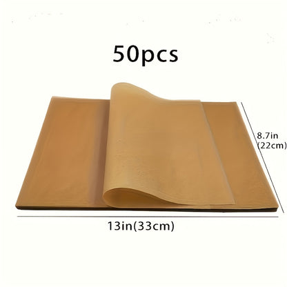 9 x 13 Inch Parchment Paper Sheets, 50-Pack Pre-Cut Unbleached Nonstick Baking Liners for Compatible Pans, Home Cookie Batches and Kitchen Preparation