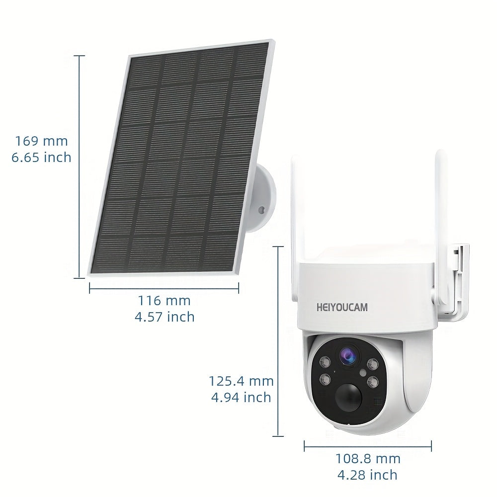 1080P Solar Outdoor Security Camera with 360-Degree View, Color Night Vision, Human Tracking, Siren, Spotlights and Two-Way Talk, White Camera Options