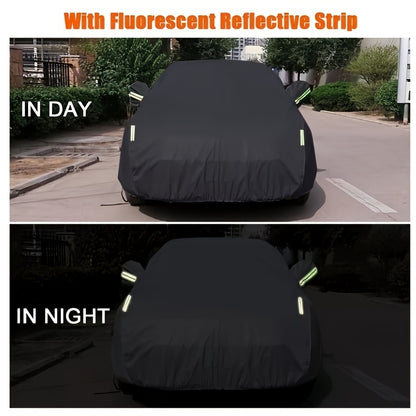Outdoor Car Cover in Black 190T Oxford Cloth with Storage Bag, Four Length-Based Size Options for Compatible Cars and SUVs During Parked Vehicle Storage